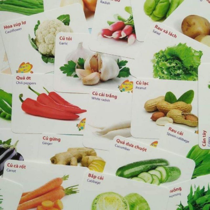 Bộ thẻ học thông minh thiết kế kế song ngữ tiếng việt và tiếng Anh, với 16chủ đề 416thẻ