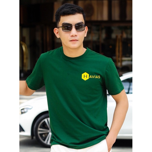 Log HAVIAS áo thun cổ tròn vải Cotton 100% Premium