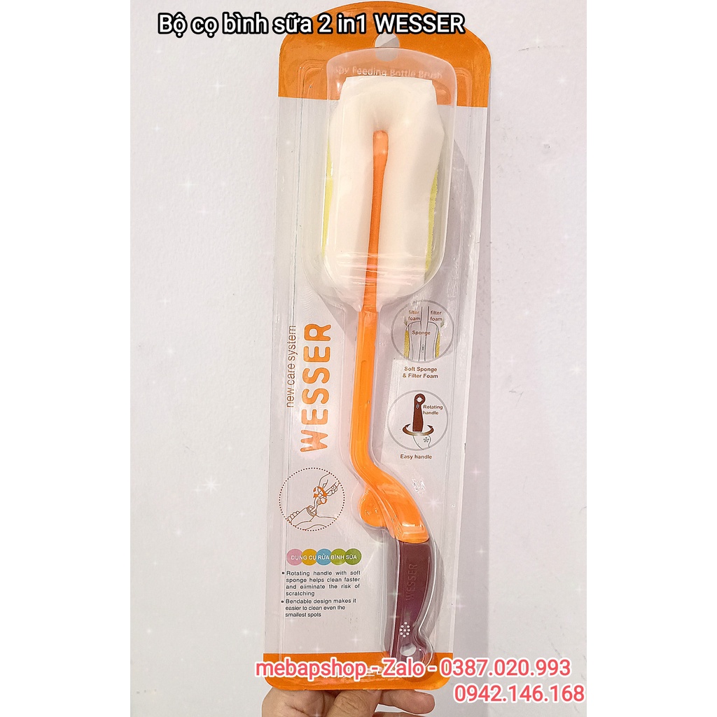 Cây Cọ Rửa Bình Sữa WESSER Đầu Mút (tay xoay 360 độ)