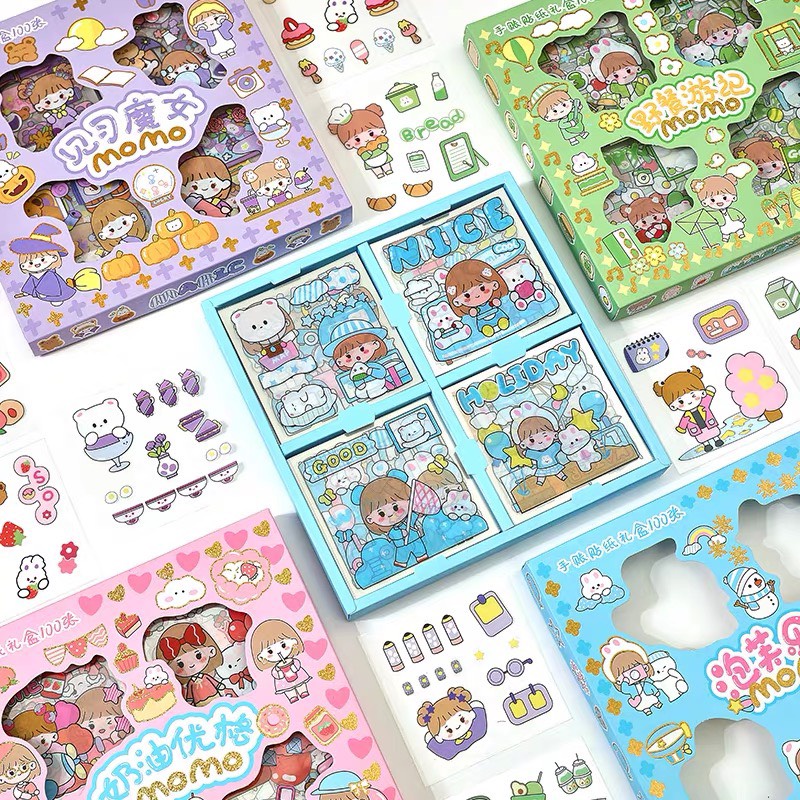Sticker Miếng Dán Họa Tiết Hoạt Hình Cute,Trang Trí Dán Tập Vở, Bình Nước
