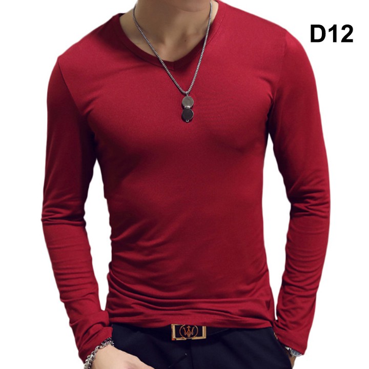 [Hàng Xả Kho Giá Vốn] Áo thu đông nam cổ tim, chất cotton 4 chiều , áo dài tay nhiều màu dáng ôm thời trang | BigBuy360 - bigbuy360.vn