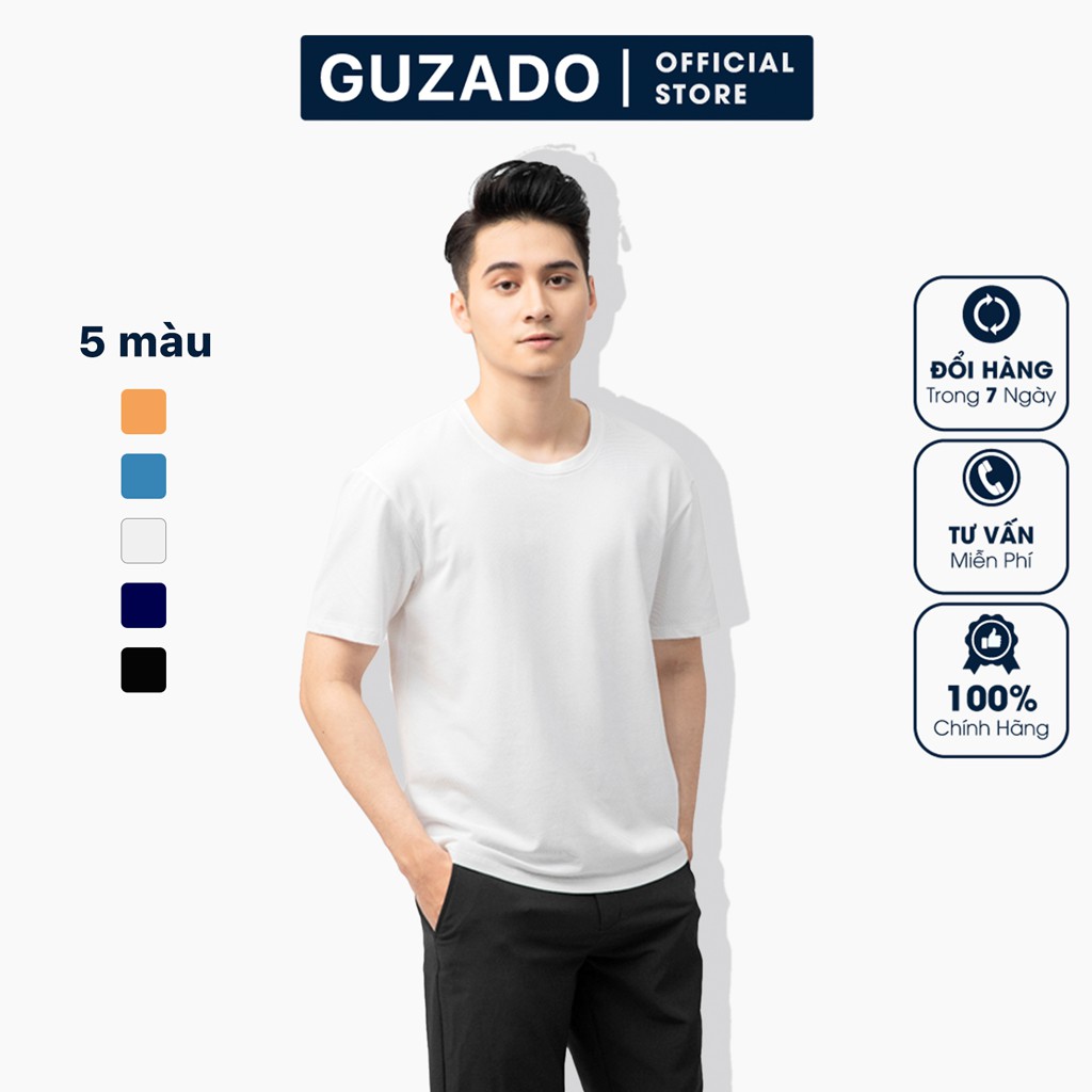 Áo Phông Nam Guzado Cổ Tròn,Tay Ngắn Trơn, Chất Liệu Cotton Chuẩn,Kiểu Dáng Basic Dễ Phối Đồ, Mẫu Mới nhất 2021