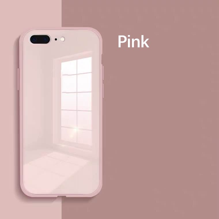 Ốp Điện Thoại Kính Cường Lực Màu Trơn Thời Trang Cho iPhone 7 8 Plus X XS Max 11 Pro Max XR