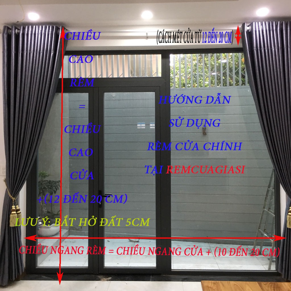 Rèm cửa sổ phòng ngủ chống nắng cao cấp, màn vải treo tường trang trí decor cửa chính VIP01 Vuaremgiasi
