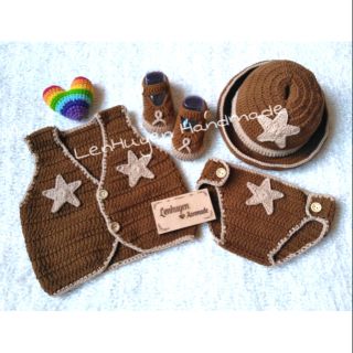 Nguyên set đồ len handmade cao bồi xinh yêu cho bé