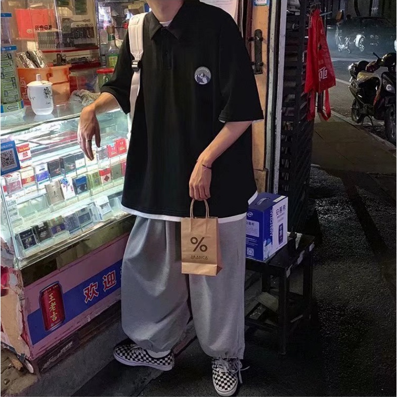 Áo Thun Polo Tay Ngắn Dáng Rộng Phong Cách Hong Kong Đơn Giản Thời Trang Cho Nam