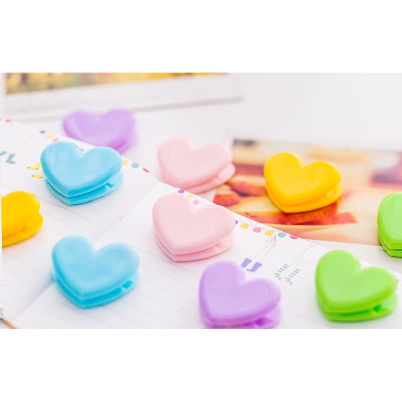 Kẹp Giấy Mini Bằng Nhựa Hình Trái Tim Nhiều Màu Dễ Thương
