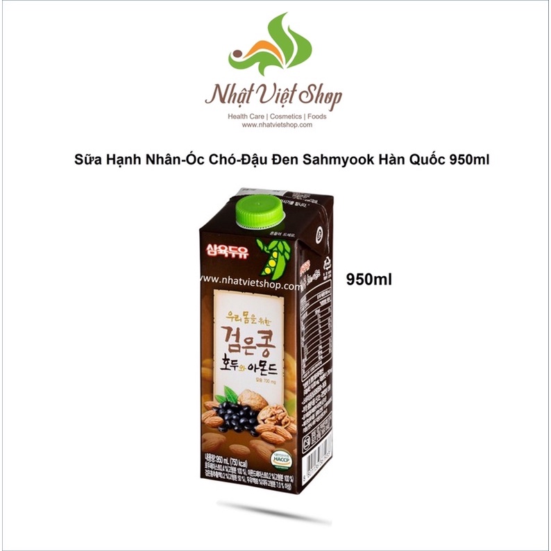 Combo 2 Hộp Sữa Hạnh Nhân-Óc Chó-Đậu Đen Sahmyook Hàn Quốc 950ml