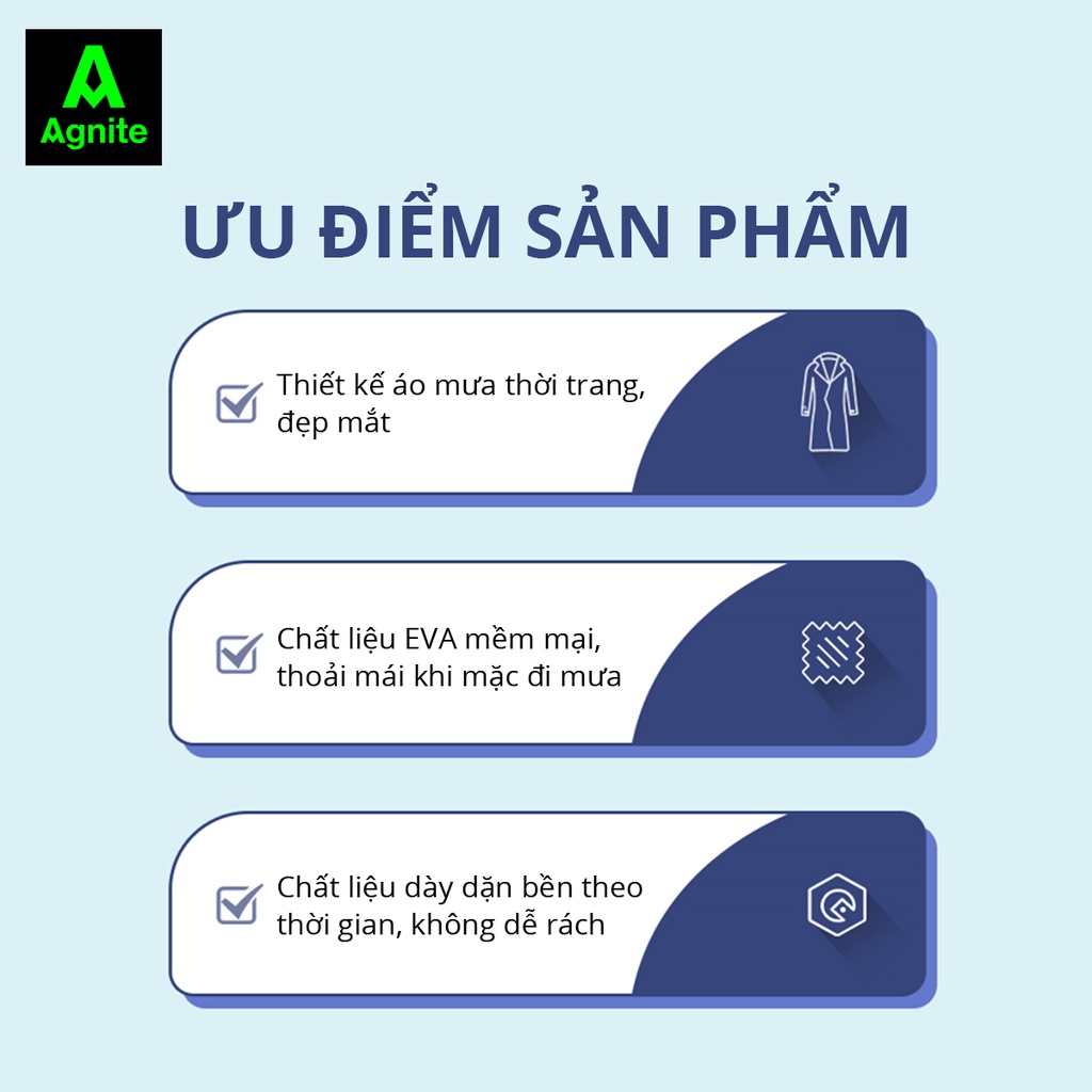 Áo mưa trong suốt đủ size Agnite loại dày, chất lượng cao cấp dành cho người lớn trẻ em - DL553010 / DL553011
