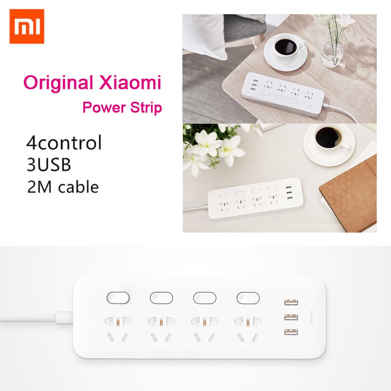 Ổ Cắm Điện Xiaomi Mijia Với 3 Cổng USB Và 4 Lỗ Phích Cắm EU 2500W