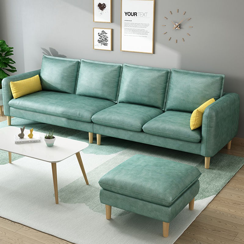 sofa phòng khách chung cư nhỏ vải thô gỗ hiện đại đơn giản cho nhiều người thuê phong cách Bắc Âu có thể giặt được