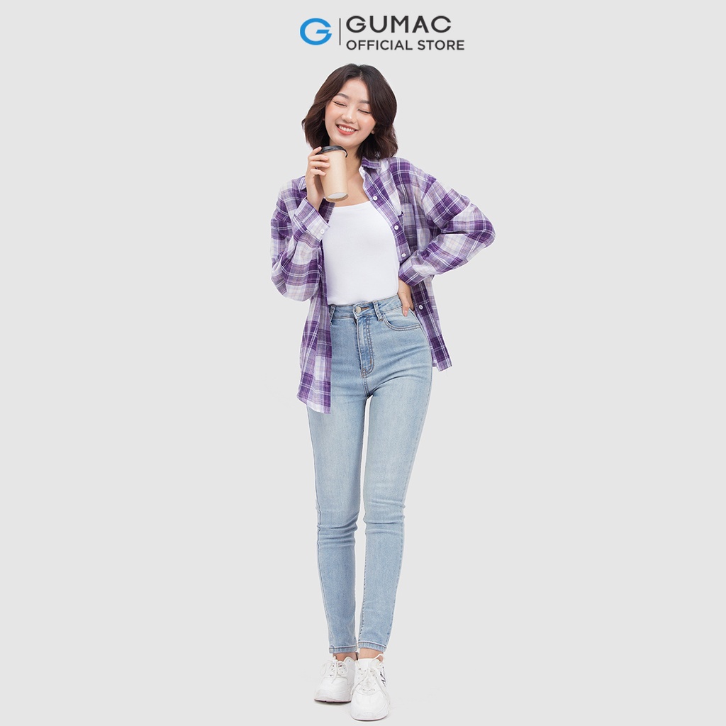 [Mã WABRGUM giảm 10% tối đa 30K đơn 99K] Áo sơ mi nữ form rộng caro thời trang nữ GUMAC AC04059 | BigBuy360 - bigbuy360.vn