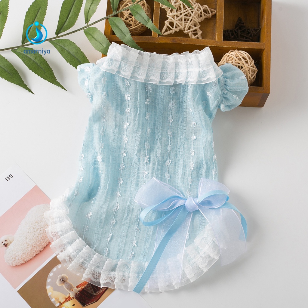 Đầm Đính Nơ Thoáng Khí Thời Trang Mùa Hè Cho Cún Cưng