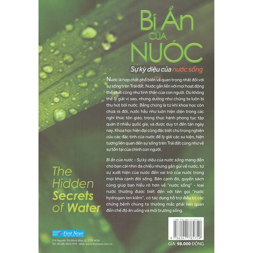 Sách - Bí Ẩn Của Nước - Sự Kỳ Diệu Của Nước Sống