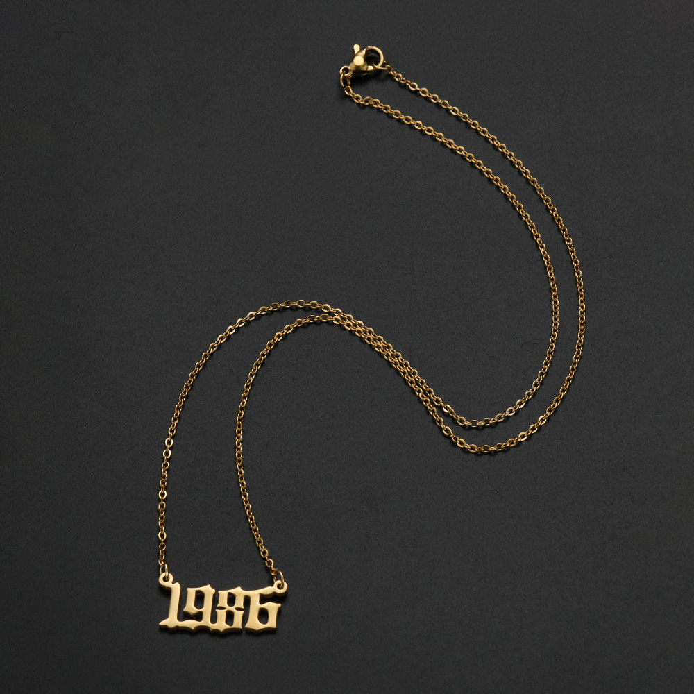 Dây chuyền mặt số năm sinh phong cách punk cá tính tùy chọn làm quà cho nữ