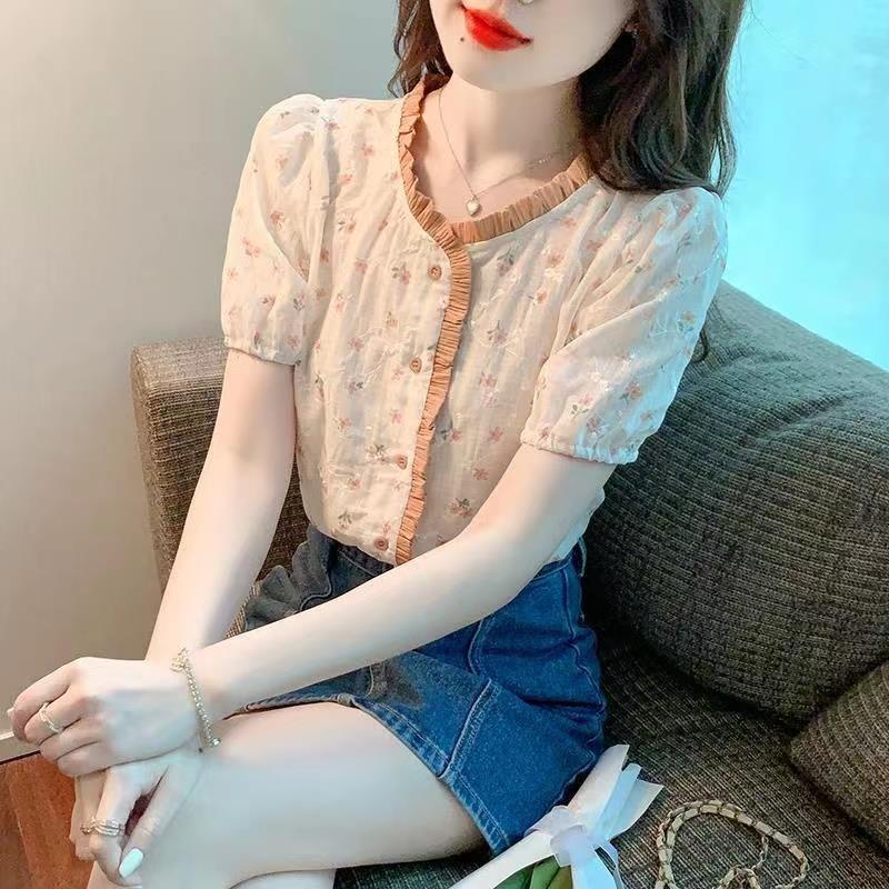 Áo Sơ Mi Chiffon Tay Ngắn In Hoa Thời Trang Mùa Hè Phong Cách Phương Tây Dành Cho Nữ 2022