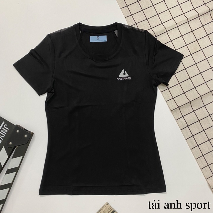 Áo nữ tập Gym, Yoga, Aerobic tay ngắn, chất thun 4 chiều - Naqiyayabei lưới lưng