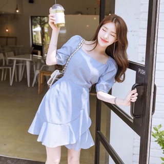 Đầm váy sọc xanh tùng bèo (kèm hình thật)