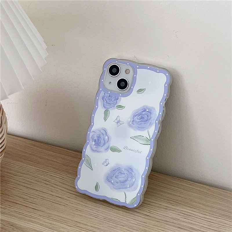 Ốp lưng iphone Ốp Điện Thoại Họa Tiết Hoa Hồng Và Sóng Biển Cho iphone13Promax 12 14pro / xr / 6Plus-14 Dinuo case