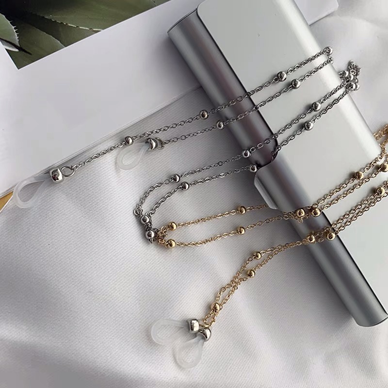 Dây đeo mắt kính dạng chuỗi hạt bằng kim loại màu vàng thời trang