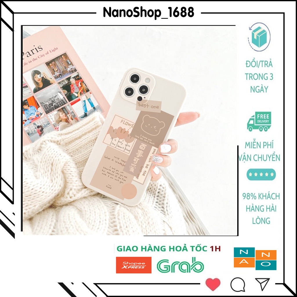 Ốp Lưng Iphone Gấu Best One Cạnh Vuông,Bảo Vệ Camera 7plus,8plus,x,xs,xsmax,11,11,promax,12,12promax,13,13promax