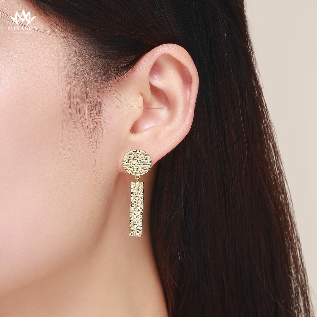 Khuyên Tai Bạc Nữ MIRASON Hình Học Đối Xứng Hai Bên Họa Tiết Độc Đáo MBT089 -  Bông Tai Nữ Bạc 925 Cao Cấp