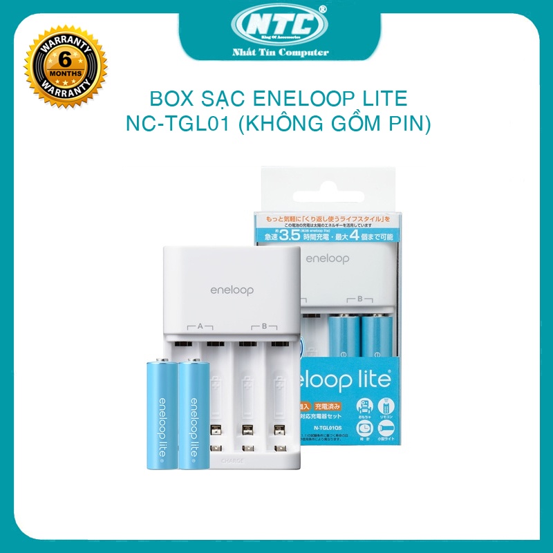 Box sạc Eneloop lite NC-TGL01 cho pin AA và AAA - phiên bản nội địa (trắng) - Nhất Tín Computer