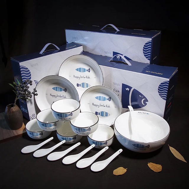 Set bát đĩa thìa đũa dễ thương