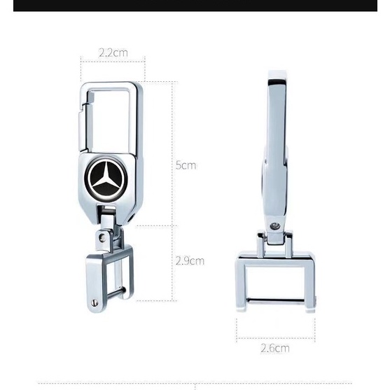 Móc chìa khóa xe ô tô xoay 360 độ mẫu mới có gắn logo hãng hyundai, kia, mazda, toyota, honda, mec, lexus, bmw,...