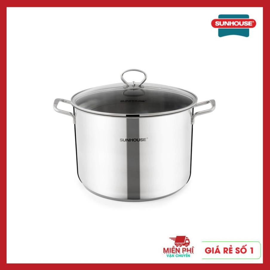 Nồi luộc gà inox 3 đáy Sunhouse SH28LG, nồi luộc gà bếp từ Sunhouse 28cm.