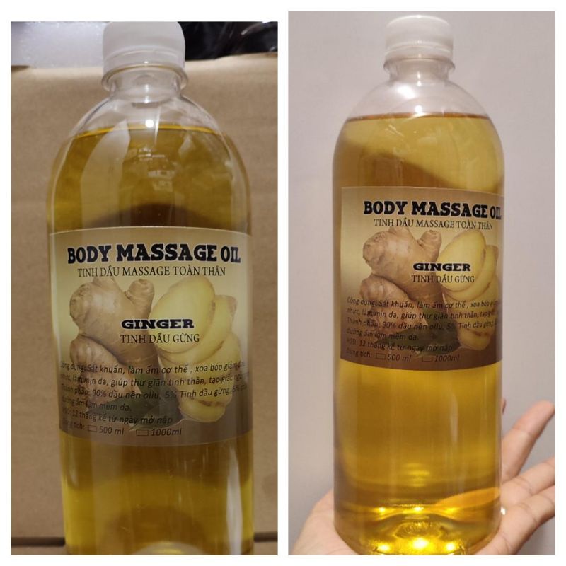 Combo 5 lít Dầu Gừng Massage Đã Thông Kinh Lạc, Thơm Đượm Gừng, Hương Cay Ấm