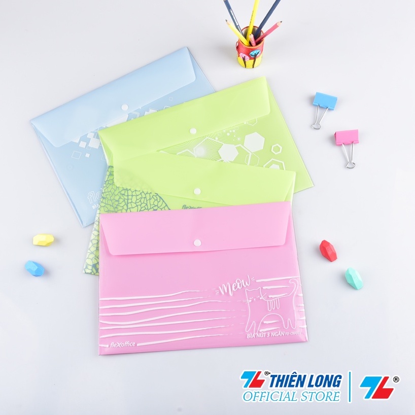 Bìa nút 3 ngăn Flexoffice FO-CBF018