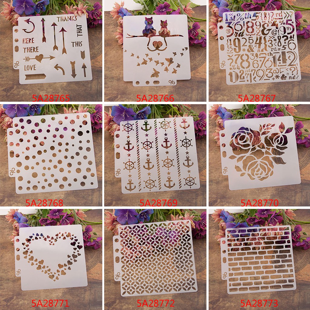 Khuôn vẽ đóng dấu nổi hình hoa dùng trang trí scrapbook/album/thiệp thủ công 5A28804