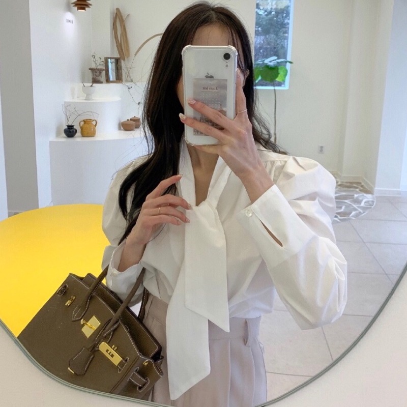 Sơ Mi Nữ Buộc Dây + Quần Dài Bó Sát Lưng Cao Thời Trang Hàn Quốc