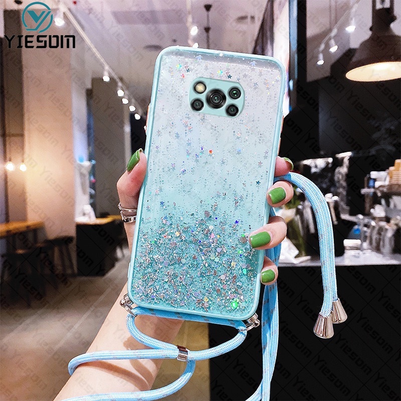 Ốp Điện Thoại Màu Gradient Sang Trọng Có Dây Đeo Cho Xiaomi Poco X4 X3 Pro NFC M4 M3 Pro F3 Mi 11 Lite 5G NE