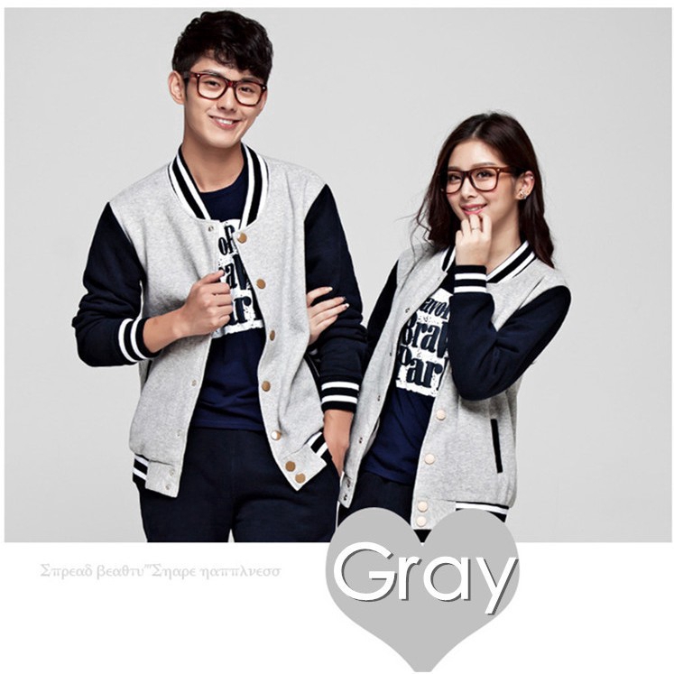New couple Men's and women's sweaters Student wearing baseball jacket