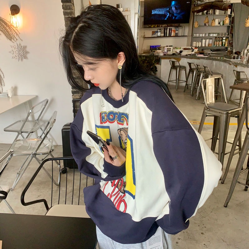 Áo Sweater mỏng dáng rộng giả hai lớp thời trang xuân thu cho nữ | BigBuy360 - bigbuy360.vn