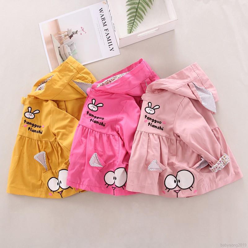 Áo Khoác Hoodie Khóa Kéo In Hình Thỏ Hoạt Hình Đáng Yêu Cho Bé Gái
