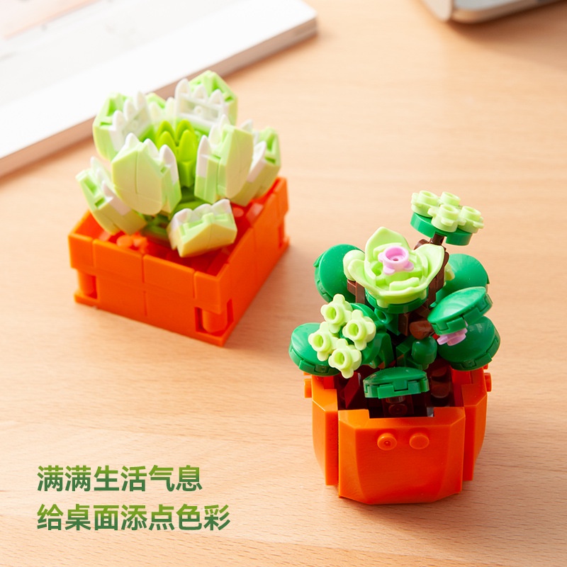 logo xếp hình Cayi Kaiyi Khối Lắp Ráp Trồng Cây Mọng Nước Đồ Chơi Dành Cho Trang Trí Văn Phòng