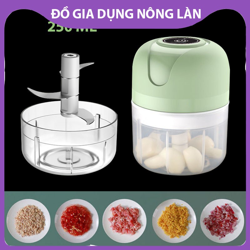 Máy xay đa năng mini, xay tỏi ớt, xay các laoị gia vị dung tích 250ml NL Shop, sạc pin tích điện tiện lợi