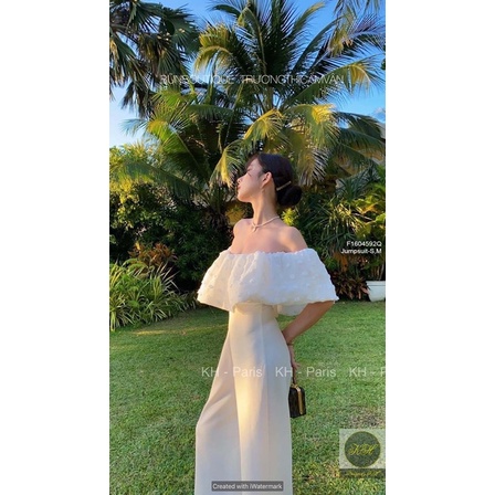 Jumpsuits trắng bi nổi
