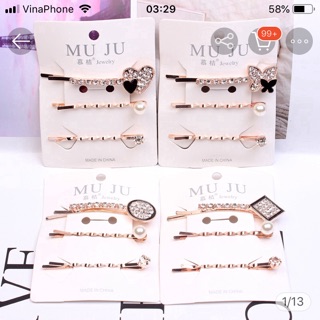 Set 3 kẹp tóc cài tóc phong cách Hàn Quốc