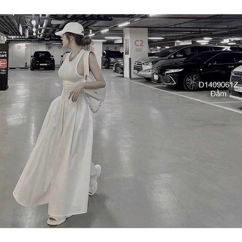 Đầm maxi dài cổ tròn sát nách CƯNG TT1409
