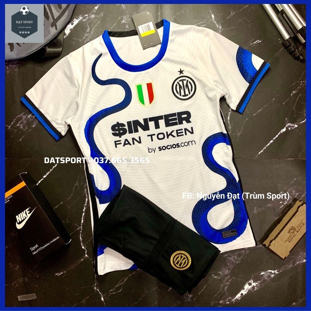 Áo Intermilan Sân Khách 2021/22⚡FREESHIP⚡Bộ Quần Áo Bóng Đá CLB Inter Milan Trắng Xanh Hàng Gai Thái Cao Cấp Siêu Nhẹ