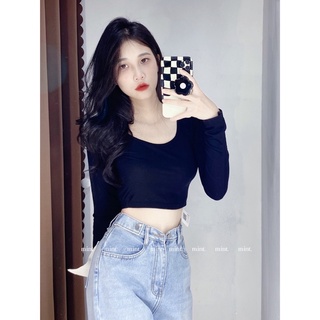 [ HÌNH THẬT] ÁO THUN LỤA CỔ VUÔNG TAY DÀI