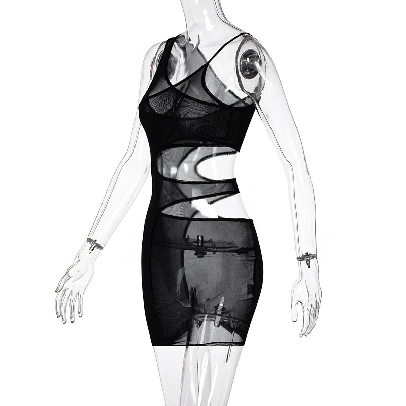 Đầm Sát Nách Dáng Ôm Phối Lưới Quyến Rũ Cho Nữ