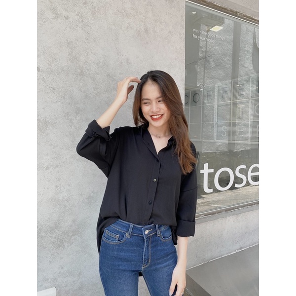 Áo sơ mi oversize tay dài nữ Comin Shirt Reverclothings