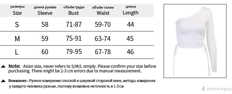 DRESSINGUP-Áo thun lệch vai dài tay gợi cảm bên hông có dây rút ôm sát cho nữ