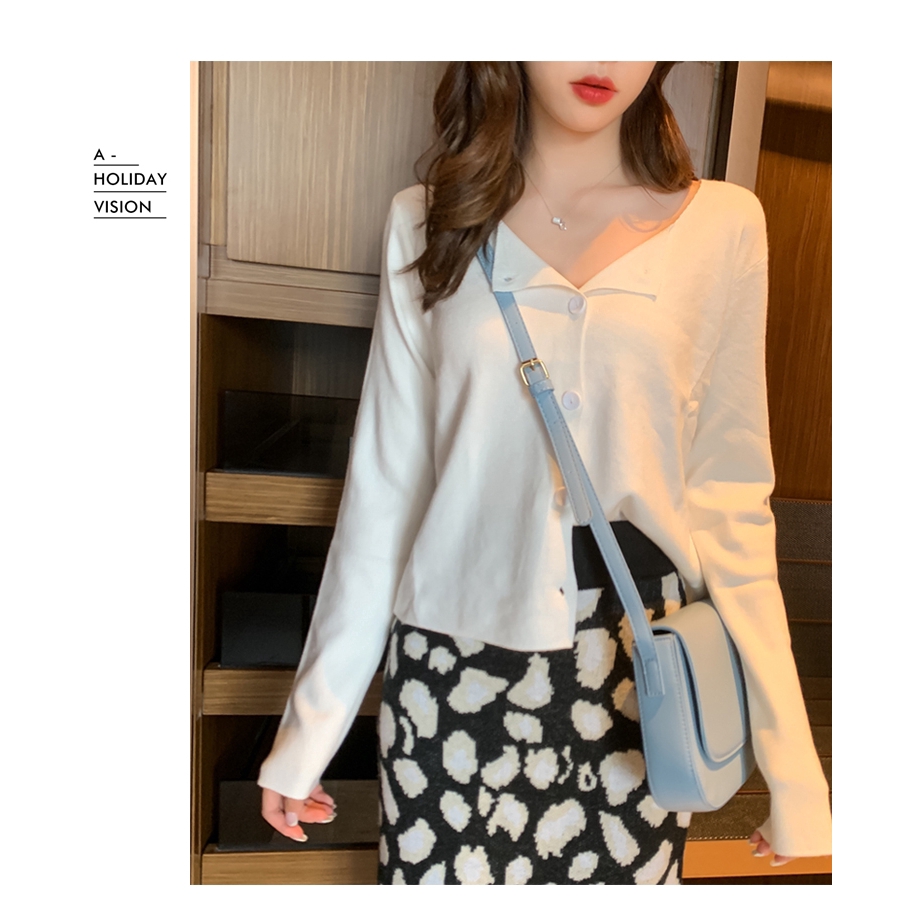 SUXI Áo khoác cardigan dệt kim dài tay màu trơn form rộng thời trang mùa thu cho nữ