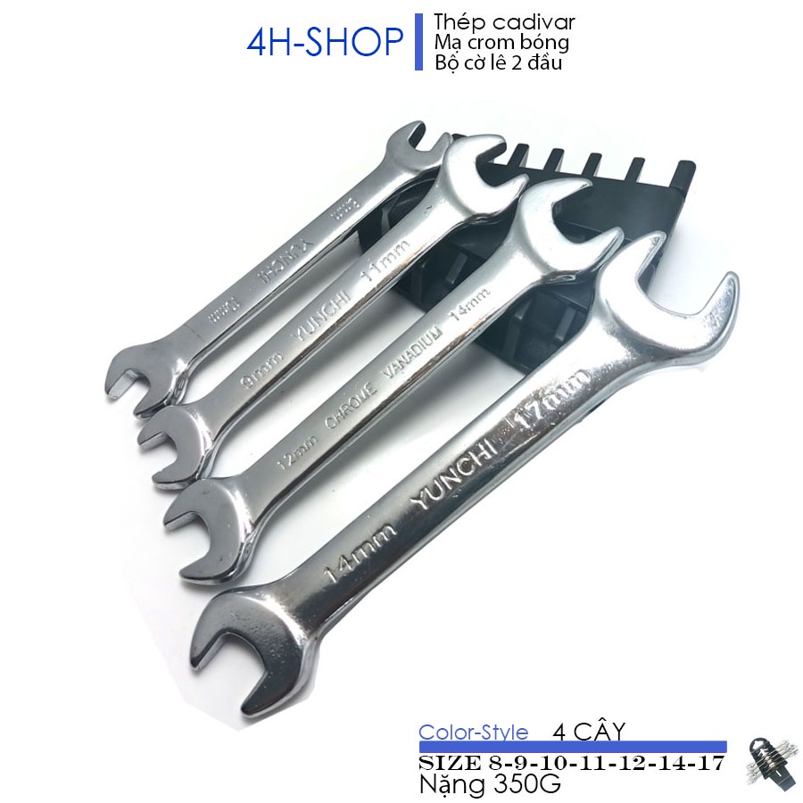 Bộ cờ lê   đầu thép không rỉ công nghiệp CRV, bộ 4 và 6 cây có vỉ đựng bền đẹp